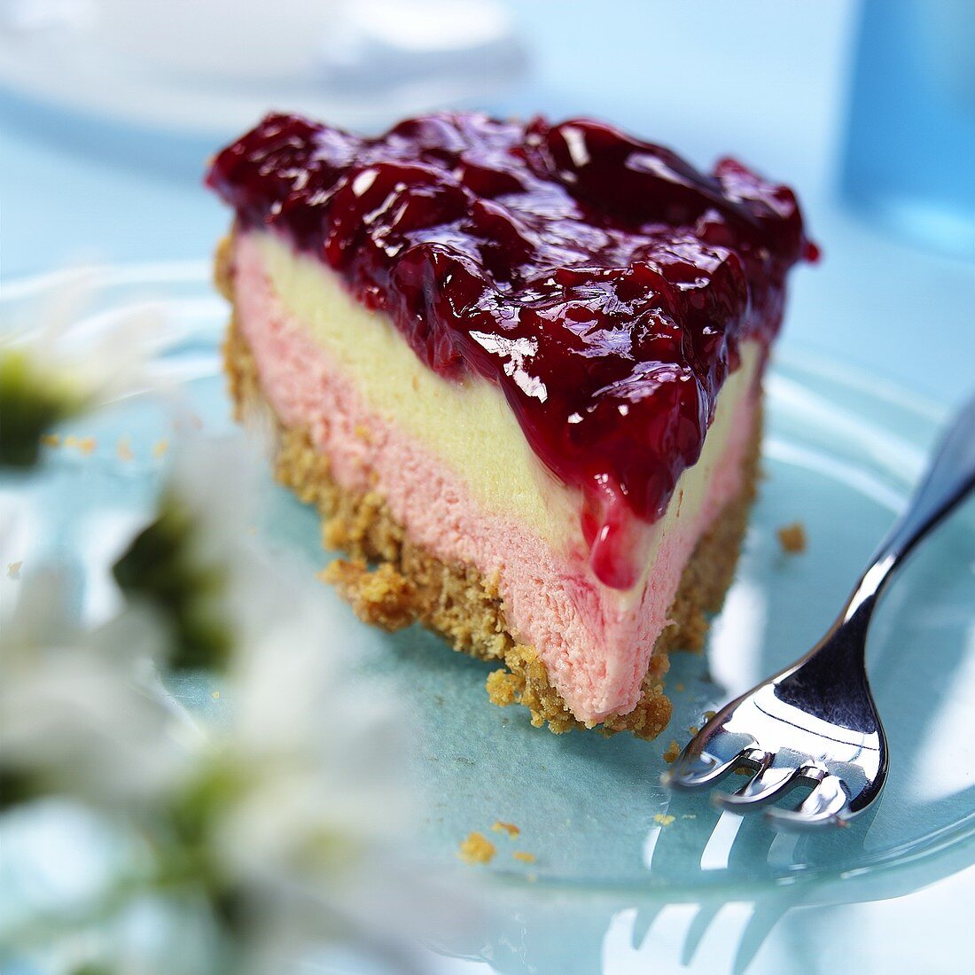 Ice cream cake with cherry preserve