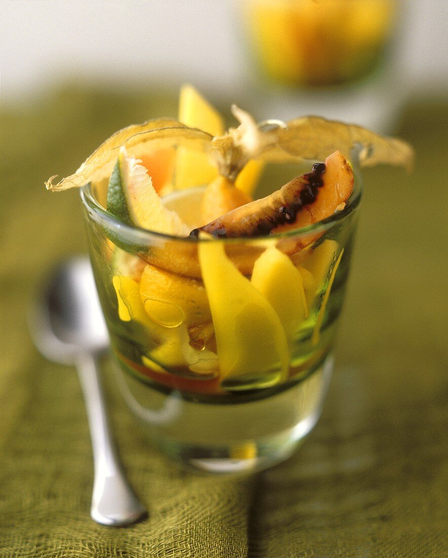 Exotic fruit salad with vodka