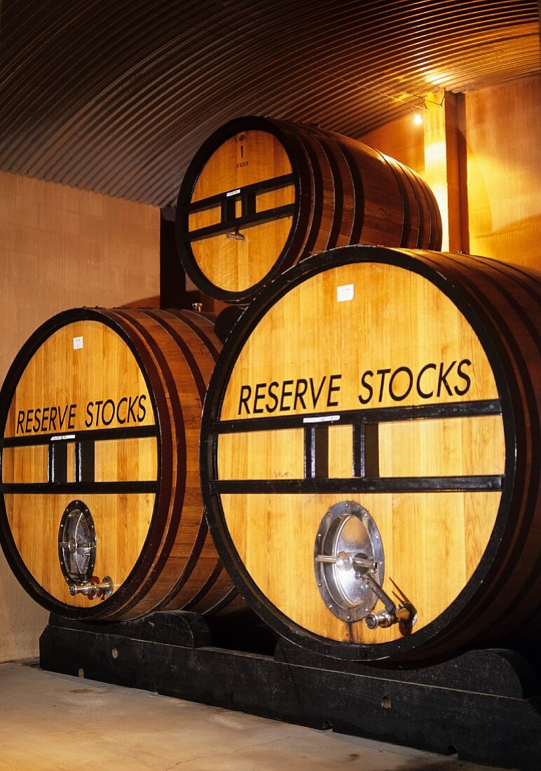 Large wine barrels at Piper's Brook Winery, Tasmania