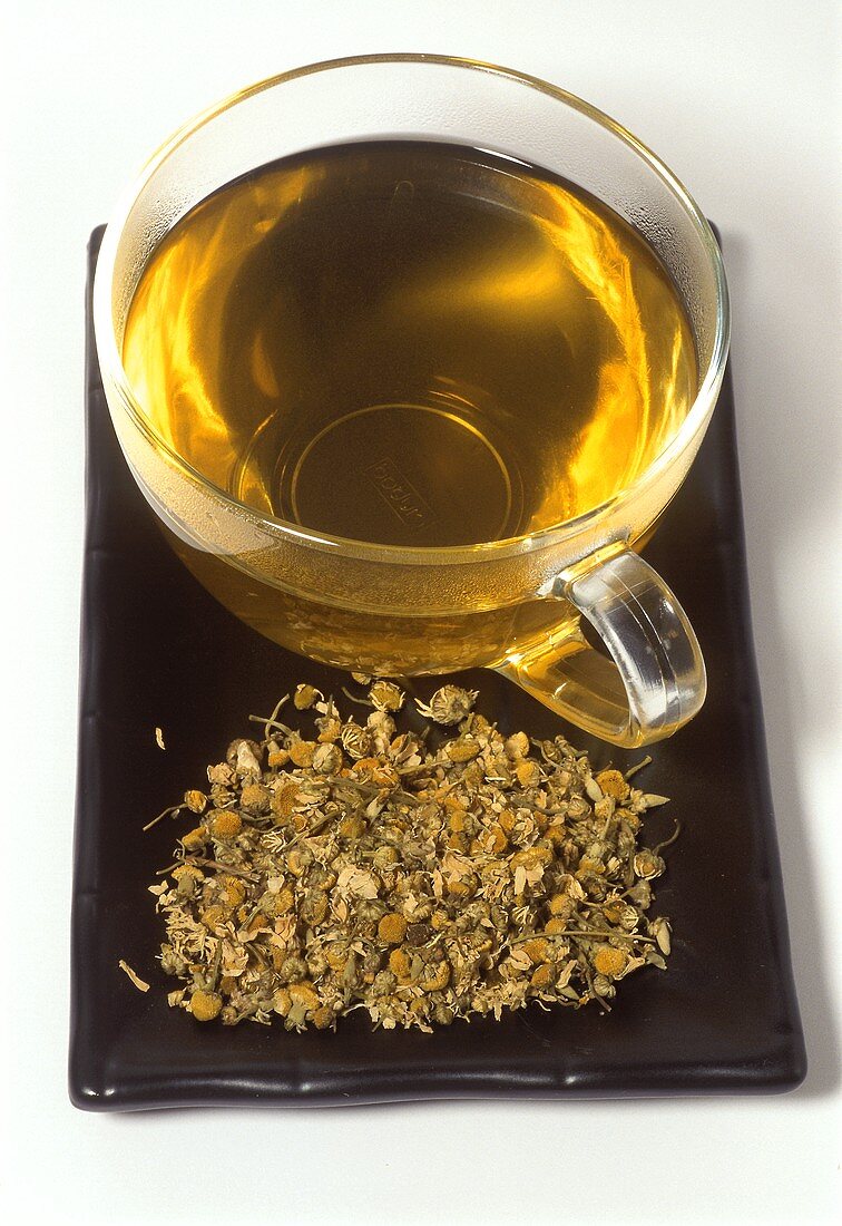 Camomile tea and dried flowers