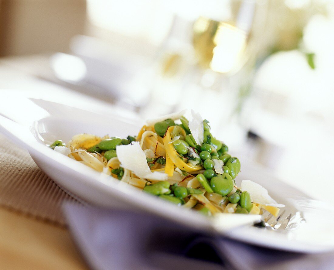 Tagliatelle ai legumi (Tagliatelle with peas & beans)