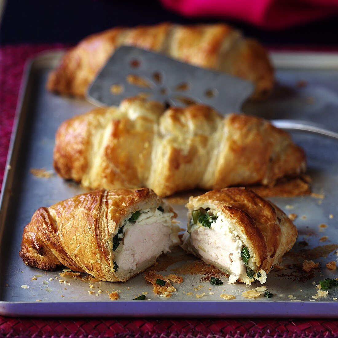 Croissant with chicken and spinach filling