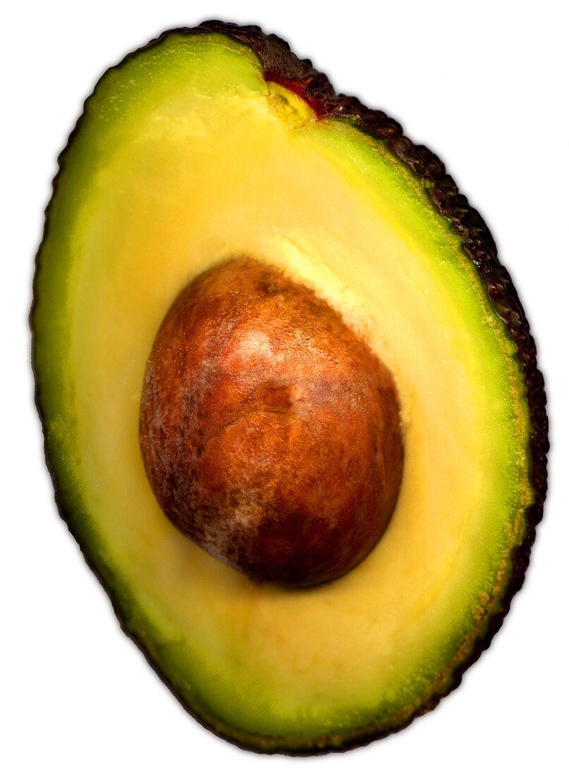 Half an avocado with stone