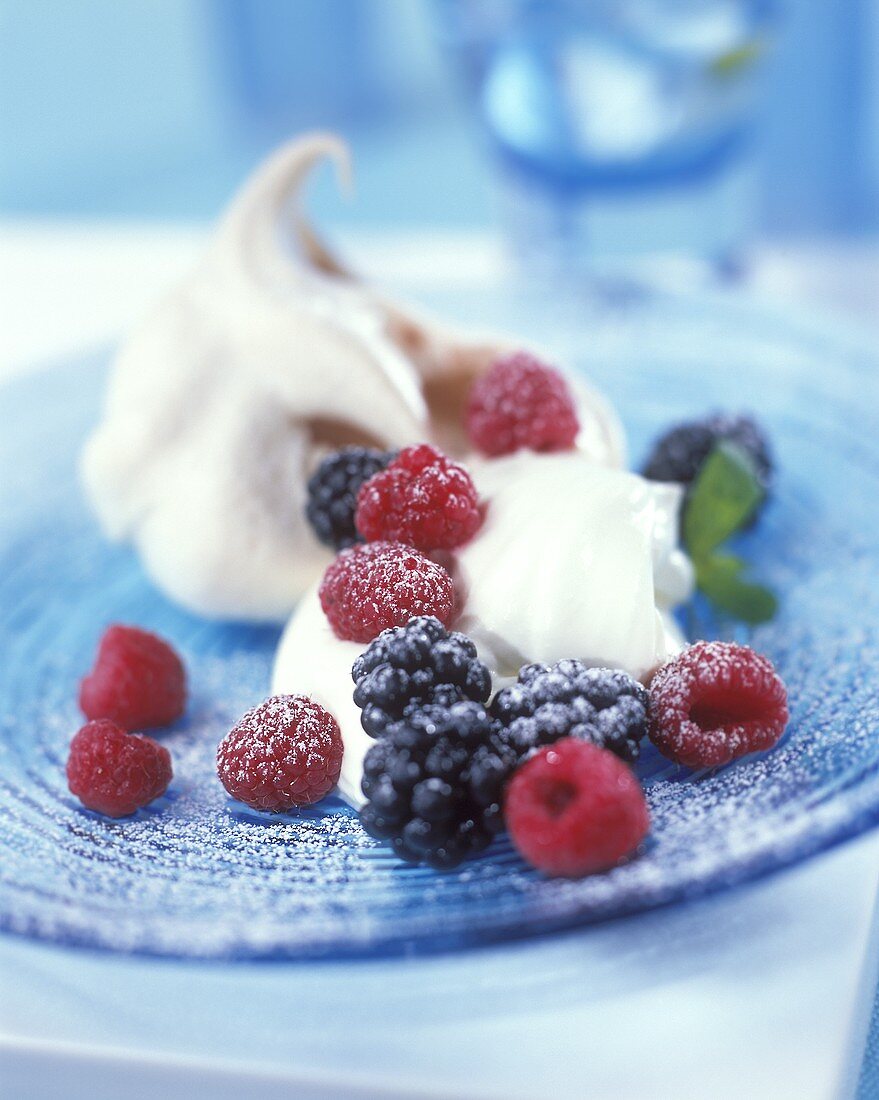 Dairy ice cream with berries
