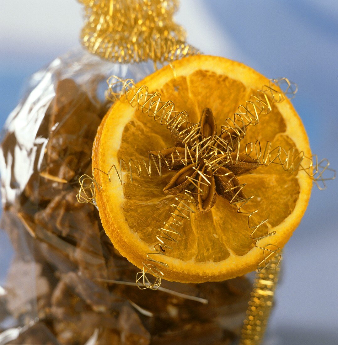 Christmas decoration made from dried orange slice & star anise