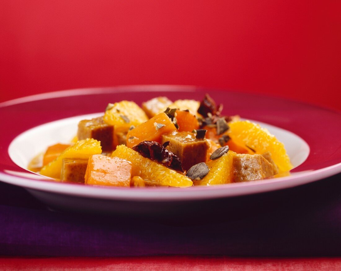 Süß-saures Kürbis-Orangen-Ragout