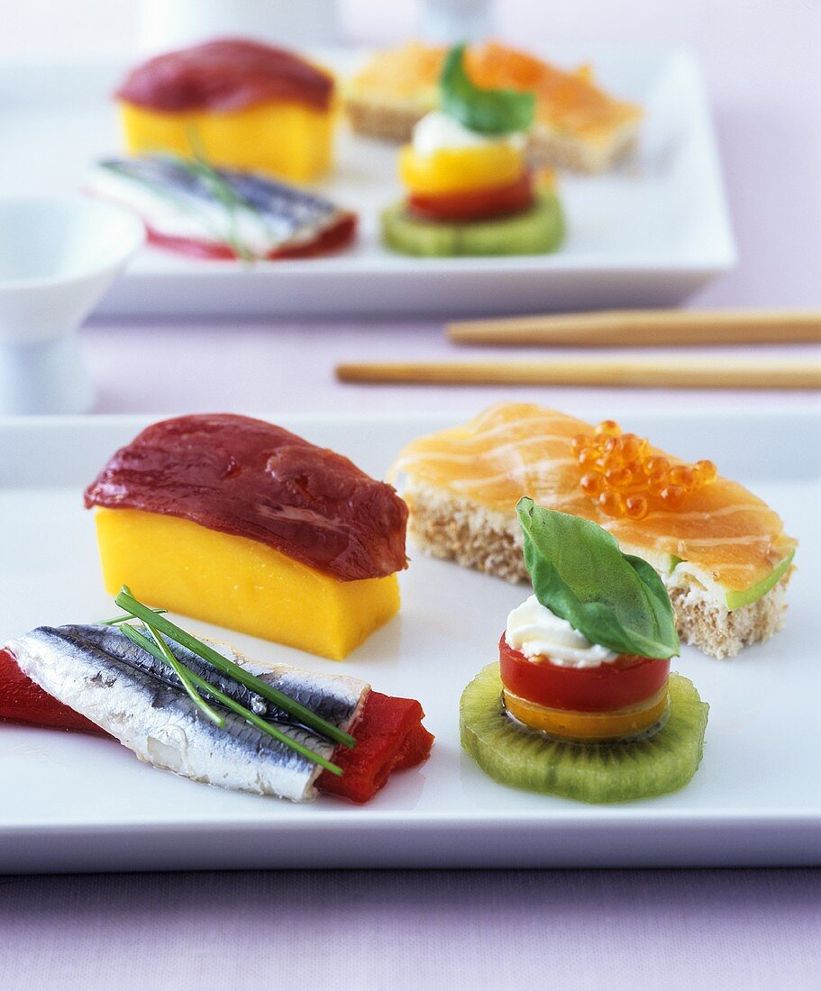Ländermix: Sushi-Häppchen nach westlicher Art