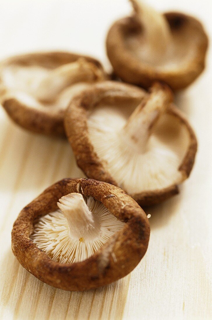 Four shiitake mushrooms