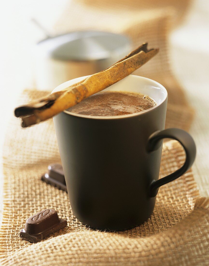 Café Mexicano with chocolate and coffee liqueur in mug