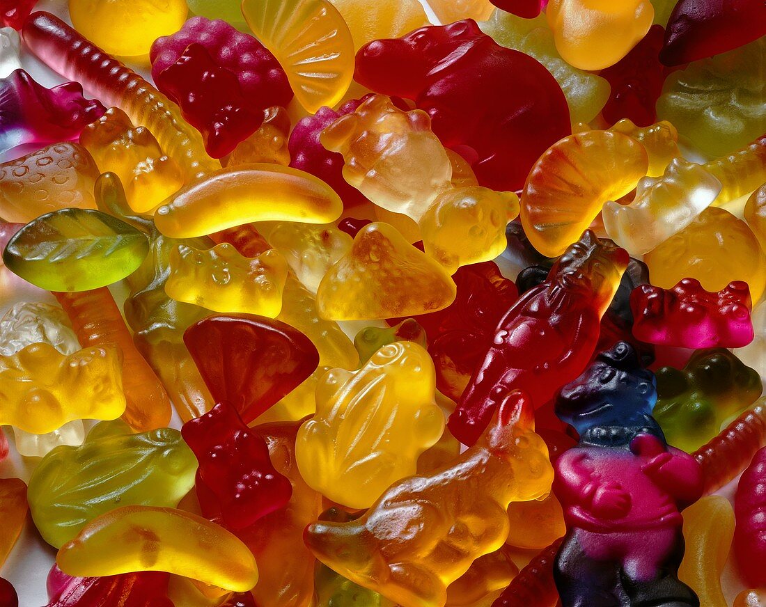 Wine gum and fruit gum figures, filling the picture
