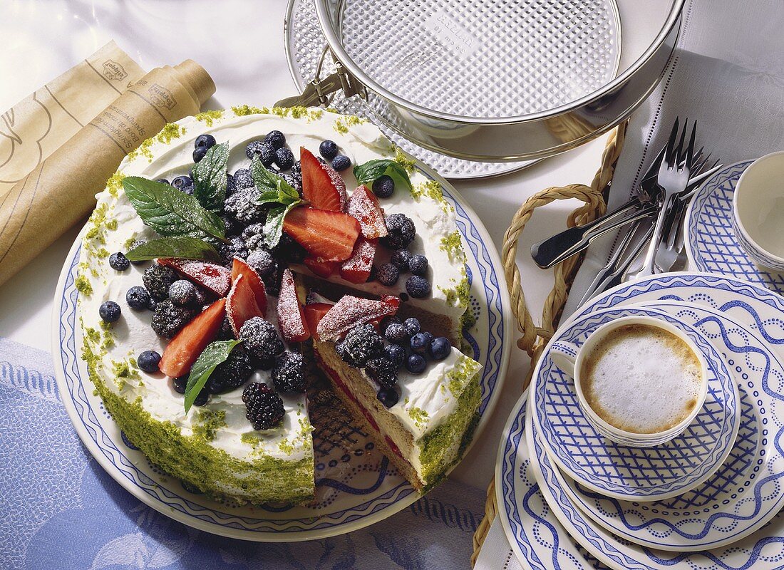 Buckwheat cake with yoghurt cream and mixed berries