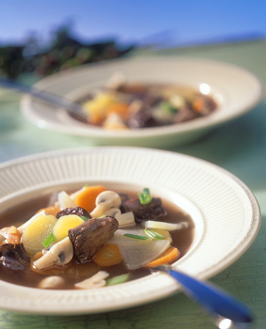 Oxtail soup with vegetables