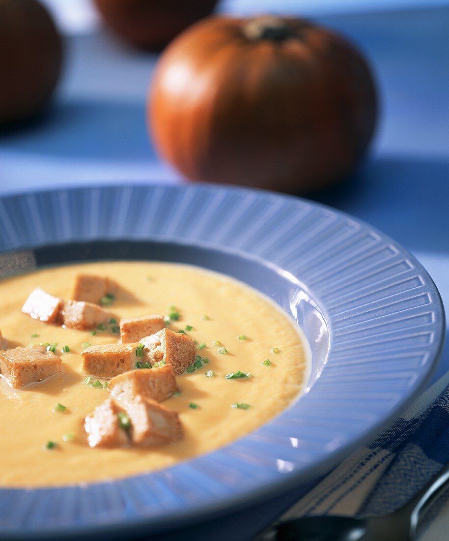 Kürbissuppe mit Tofu