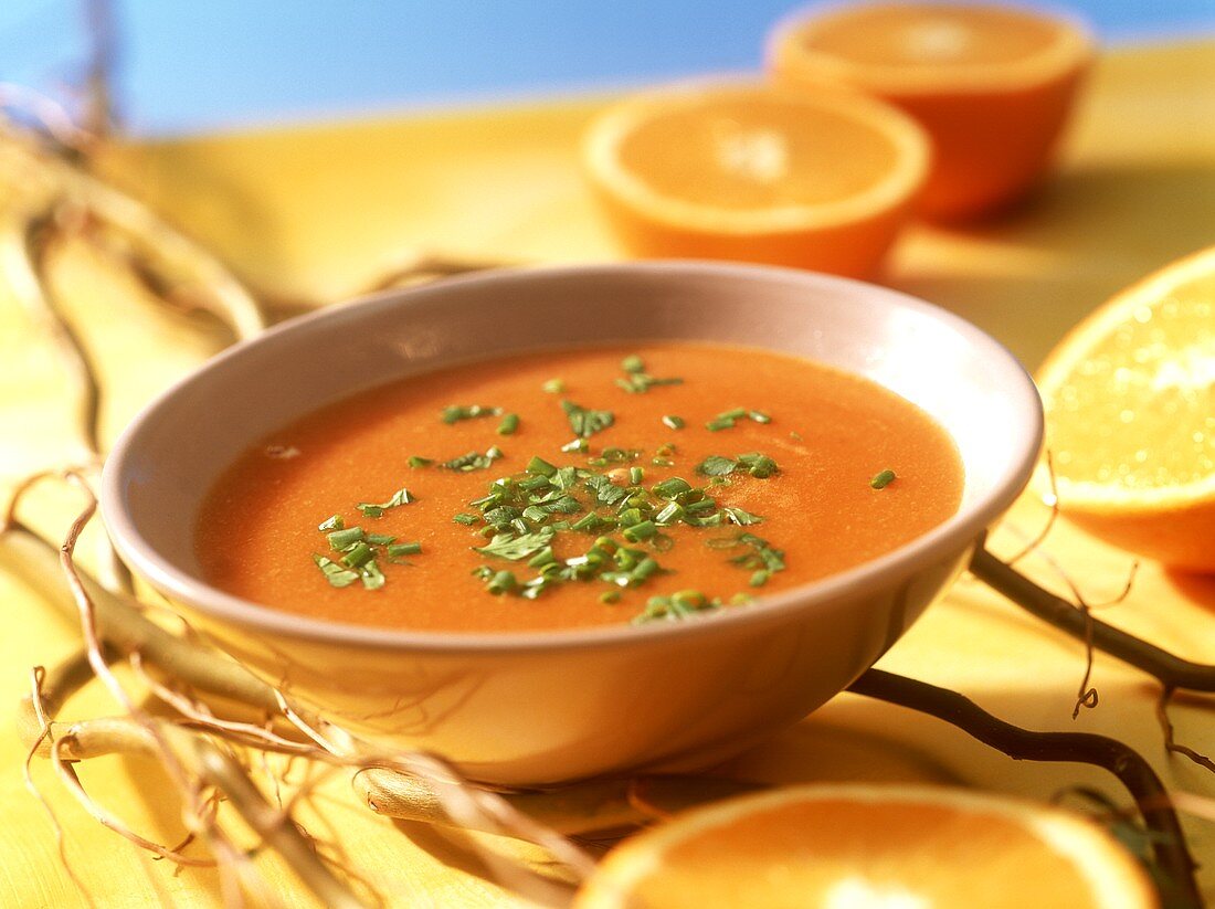 Caribbean orange and tomato soup