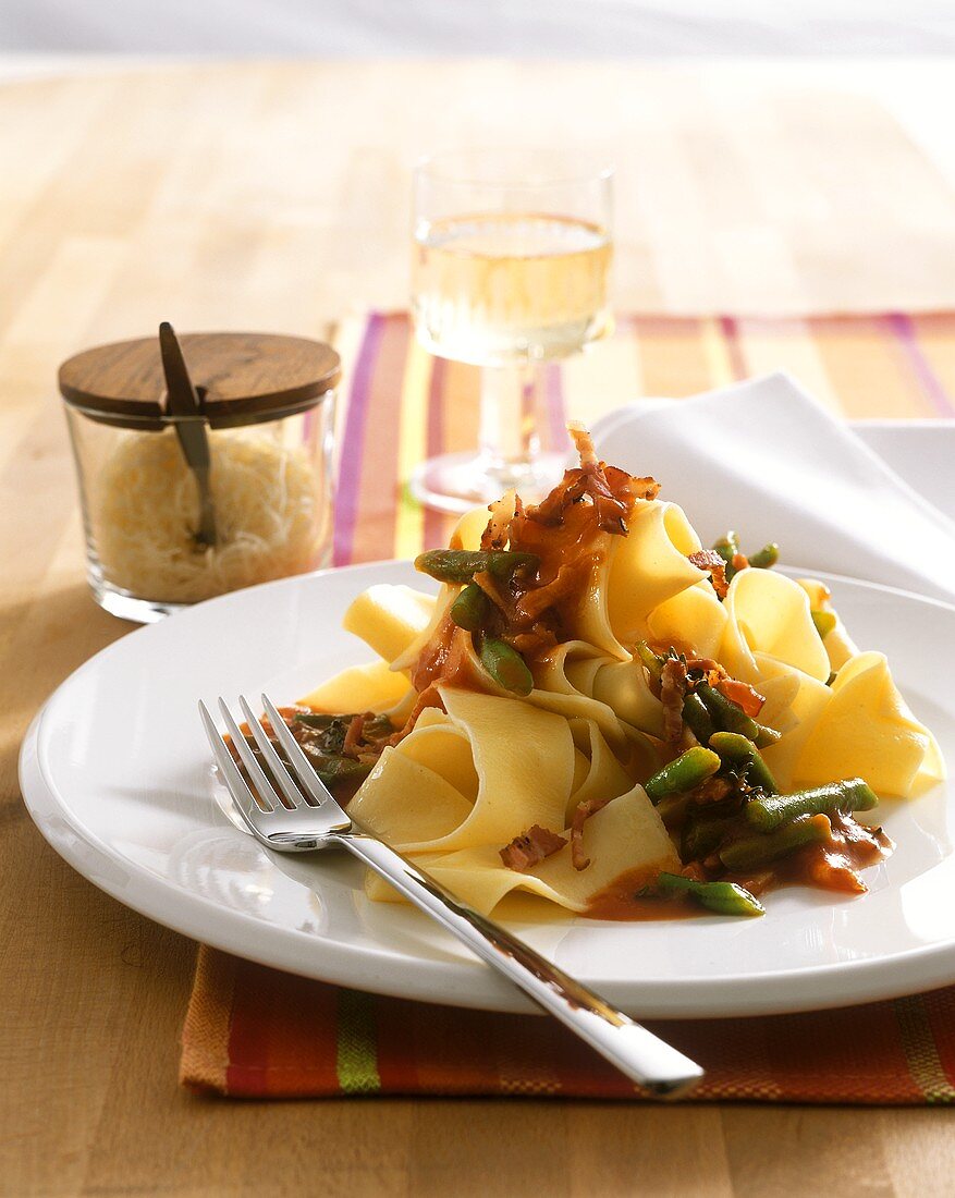 Pappardelle with bean and tomato sauce