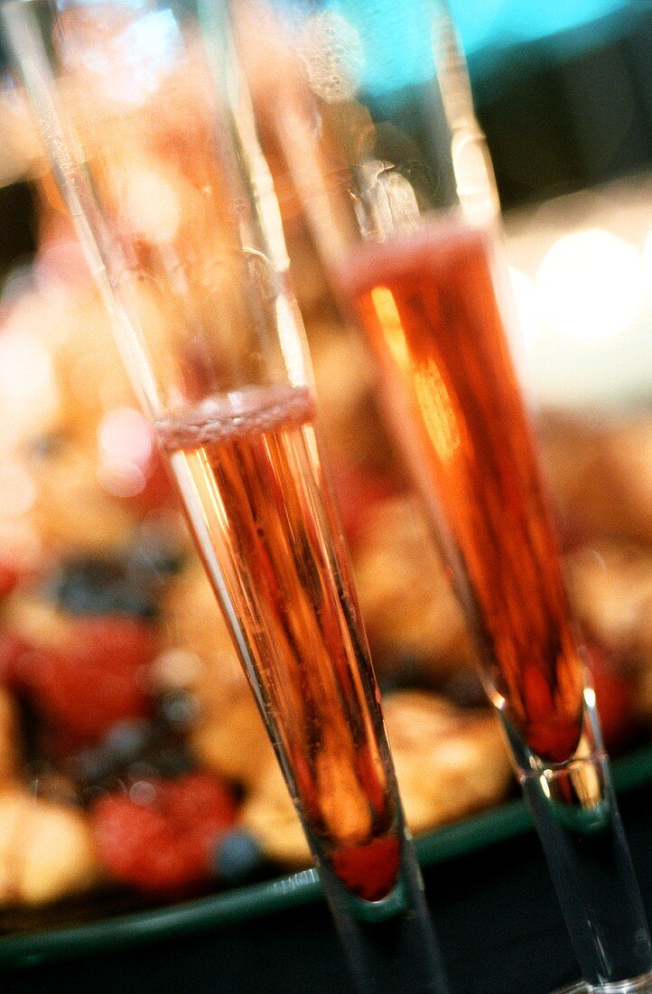 Two champagne glasses with Kir Royal
