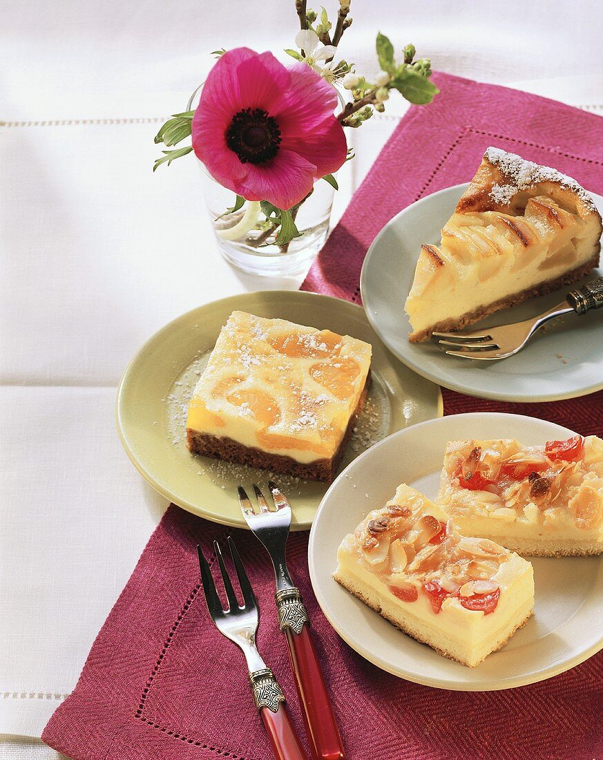 Almond- and apple cheesecakes; mandarin yoghurt cake