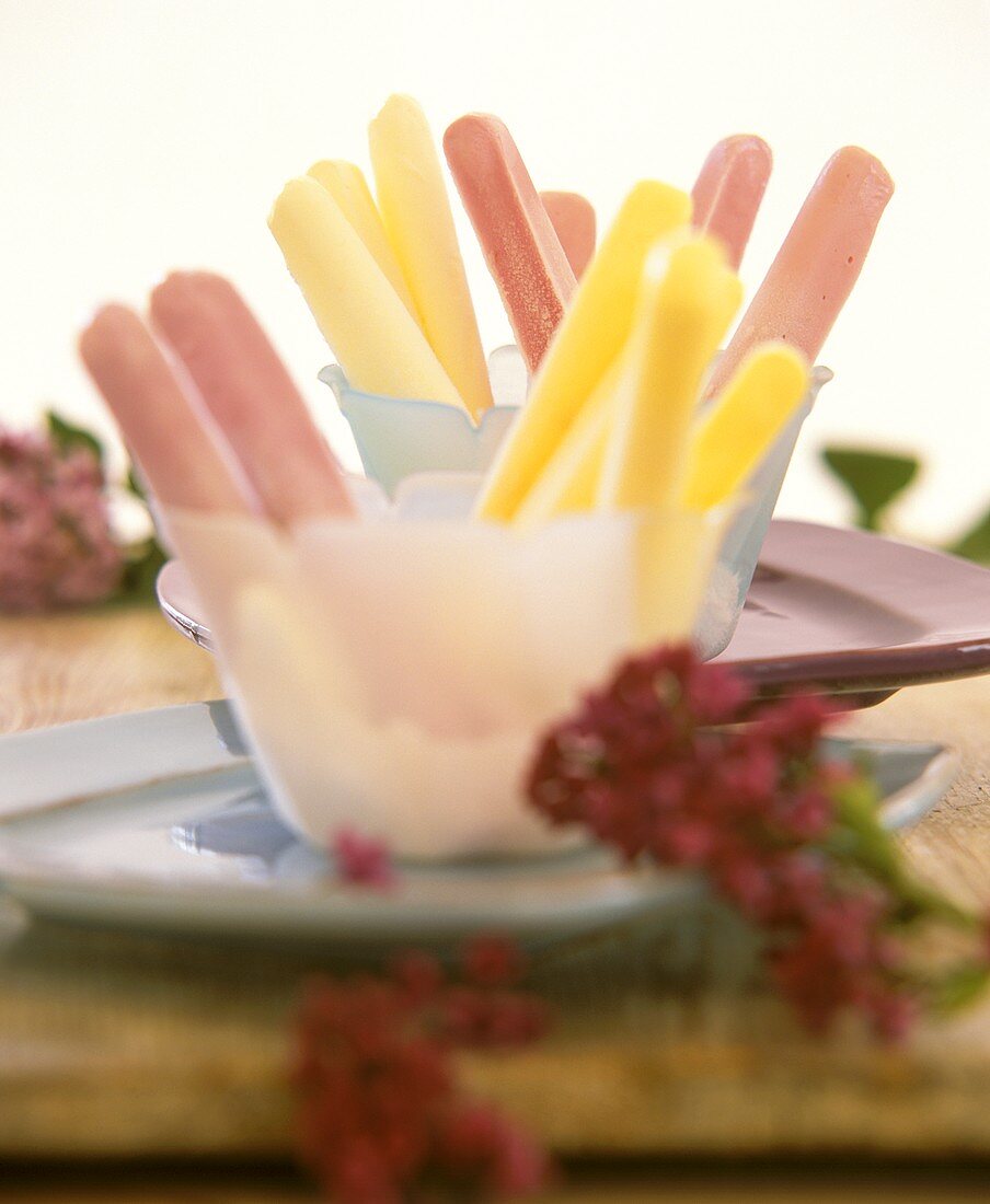 Ice lolly sticks made from ice
