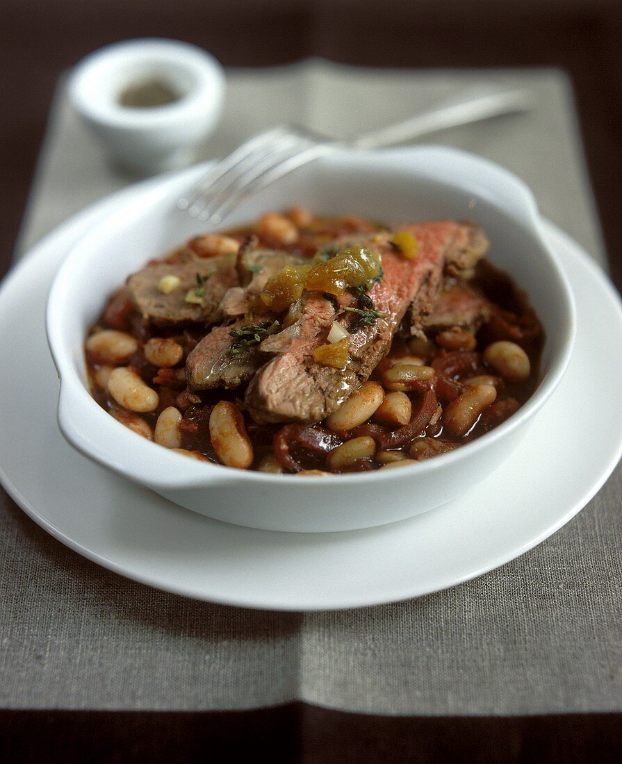 White bean stew with roast beef