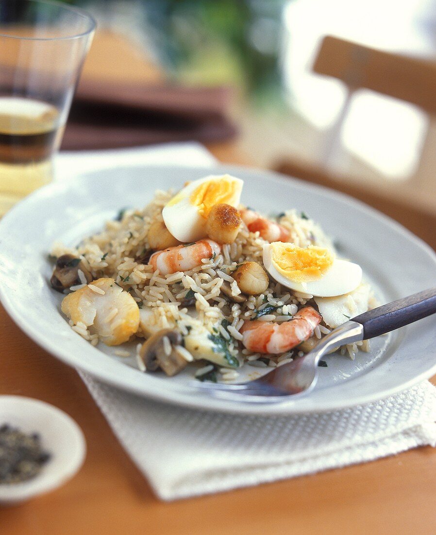 Kedgeree (rice with seafood and eggs; England)