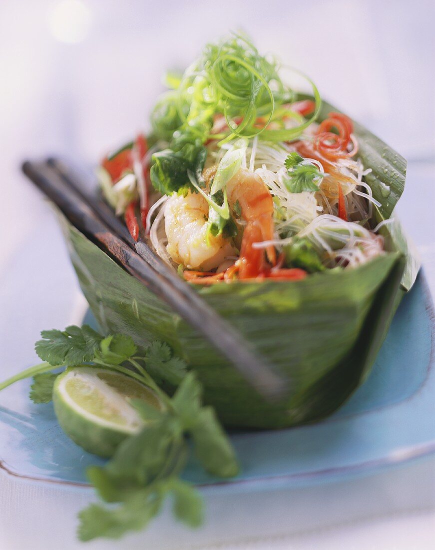 Reisnudelsalat (Glasnudelsalat) mit Shrimps