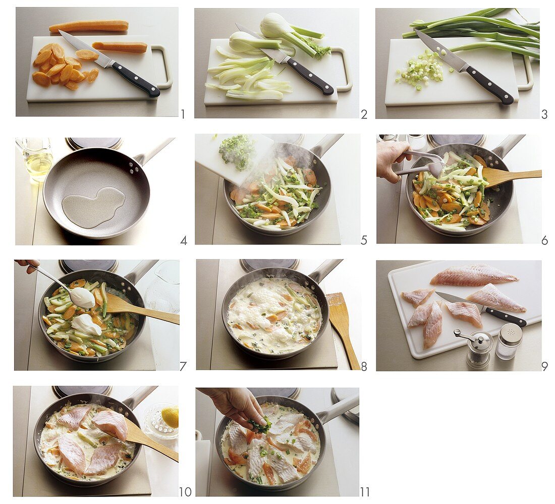 Fisch-Gemüse-Pfanne zubereiten