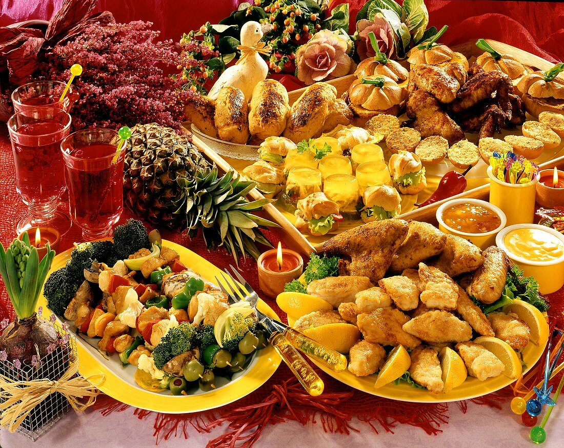 Easter buffet with various poultry dishes (Poland)