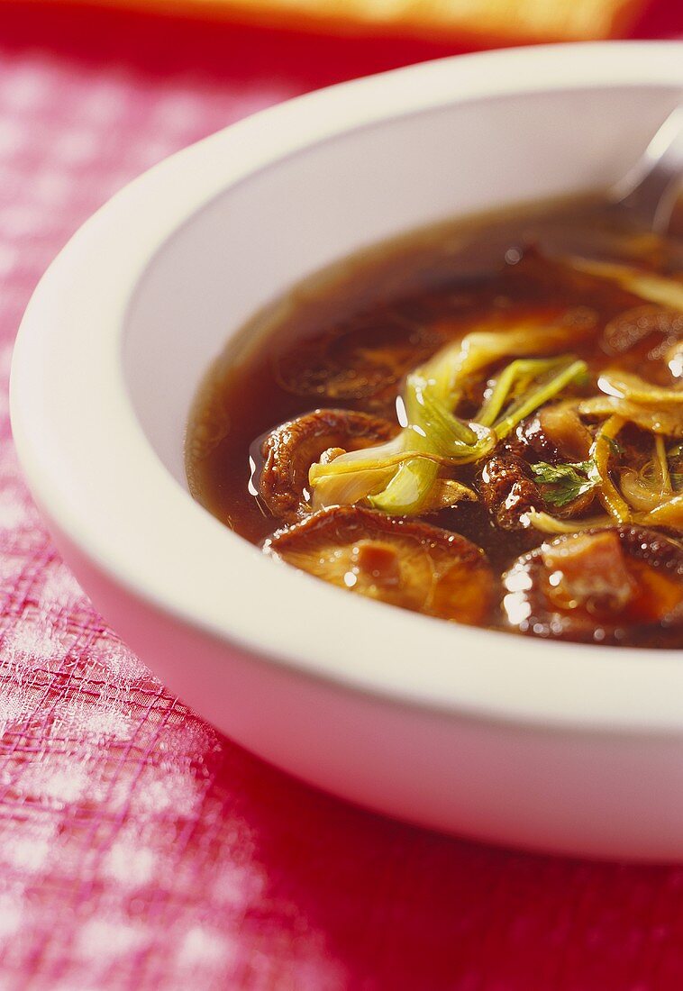 Vietnamese style duck soup with mushroom