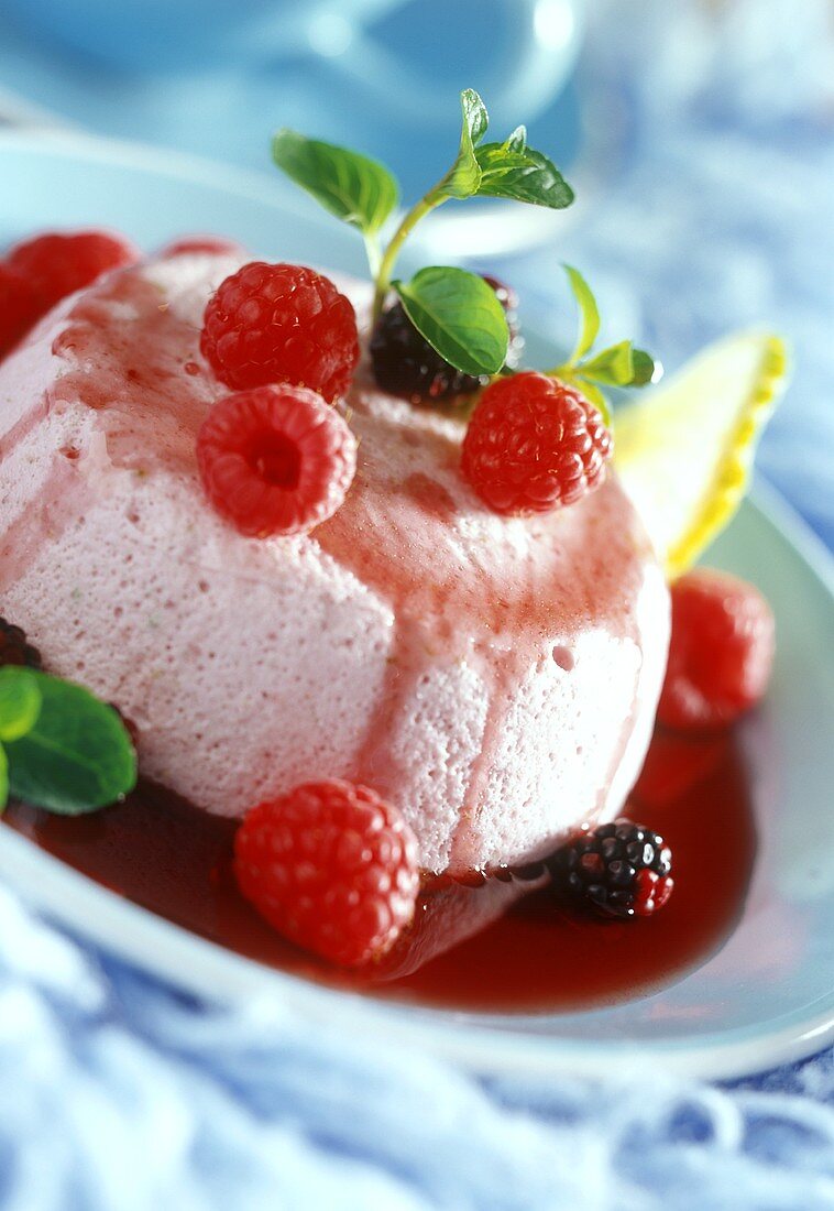 Raspberry and blackberry mousse