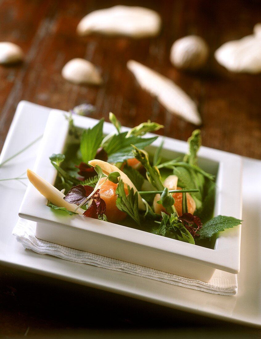 Asparagus and herb salad with salmon