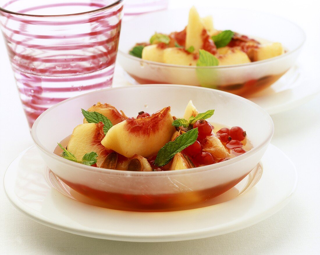 Summery fruit and caramel soup