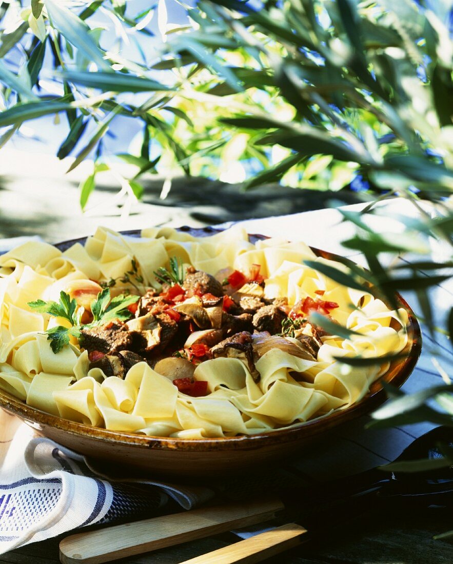 Pappardelle with beef and mushroom ragout