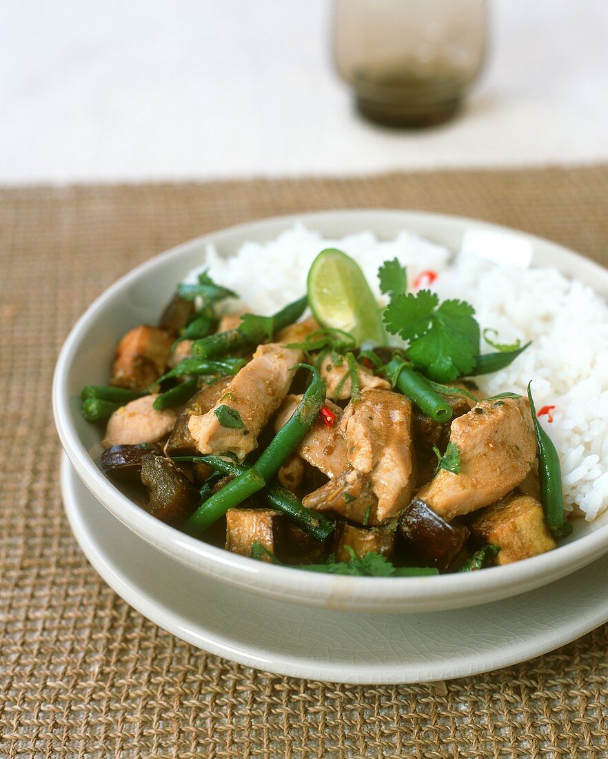 Turkey breast with vegetables and Thai rice