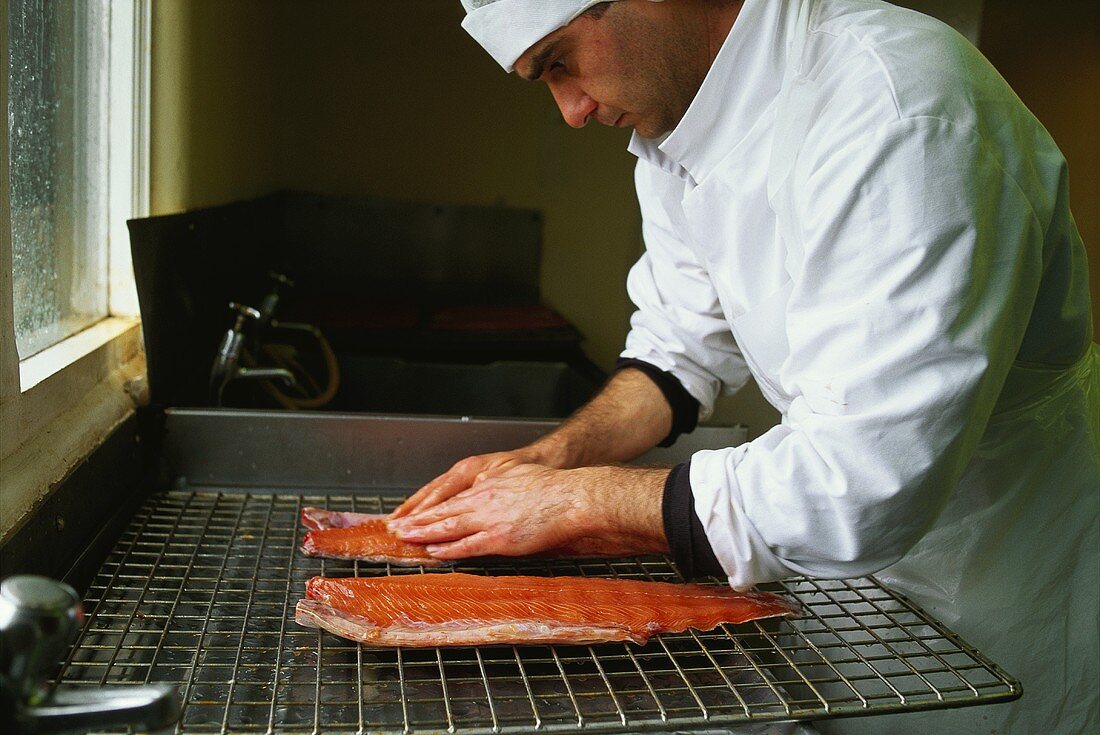 Processing wild Irish salmon: removing traces of blood