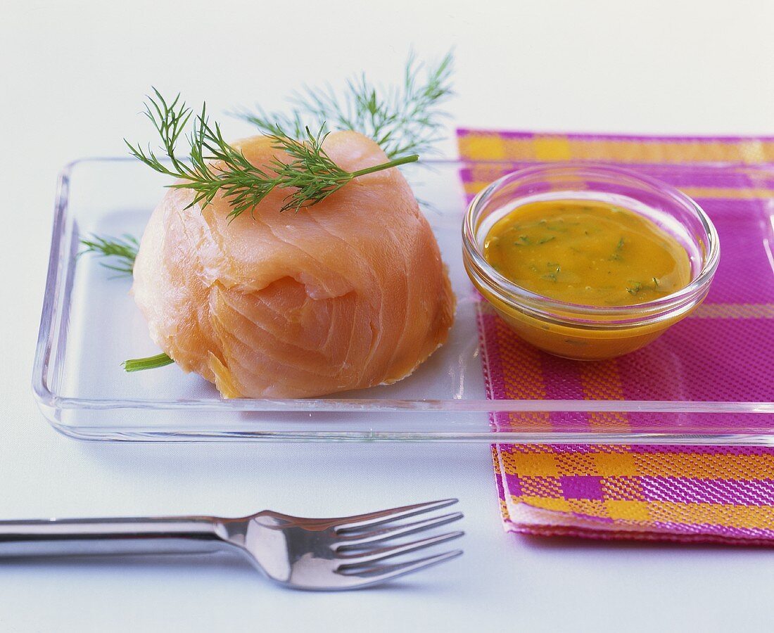 Small salmon terrine with dill and mustard sauce