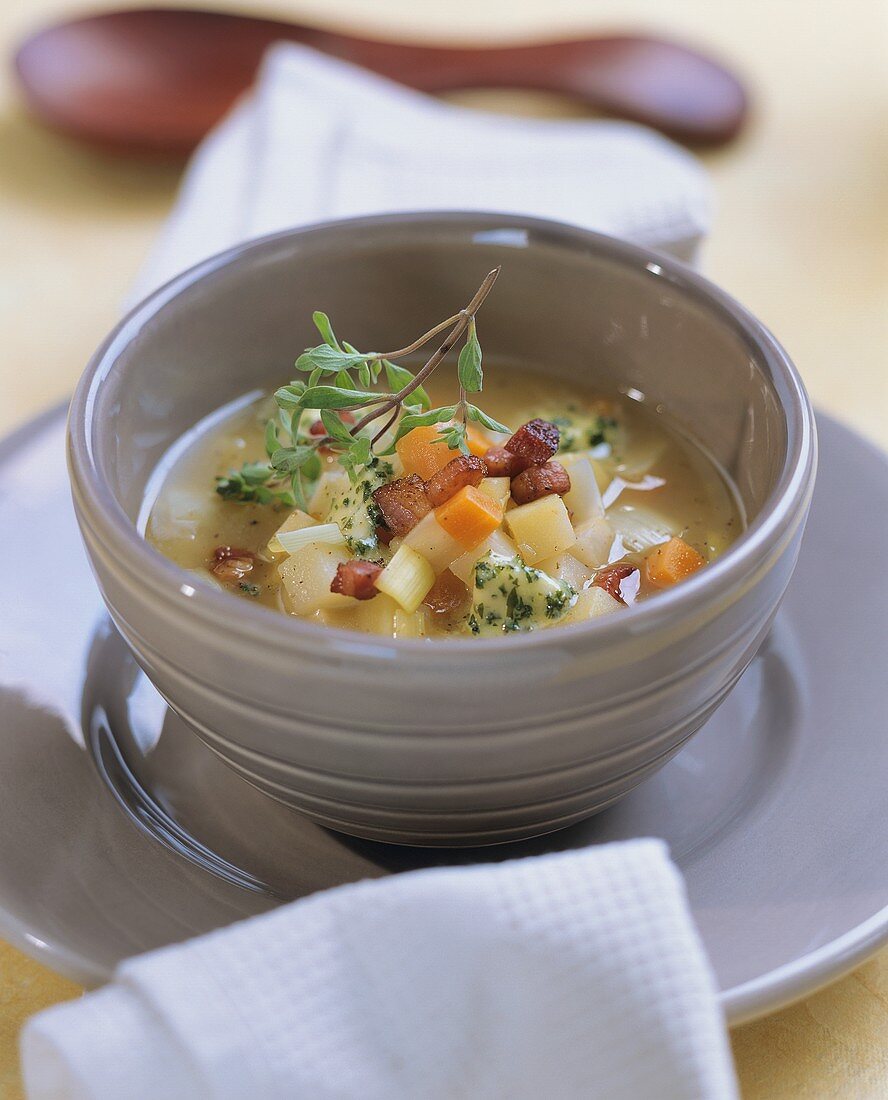 Potato soup with vegetables