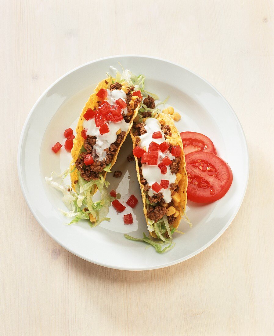 Beef tacos (taco shells with beef filling)