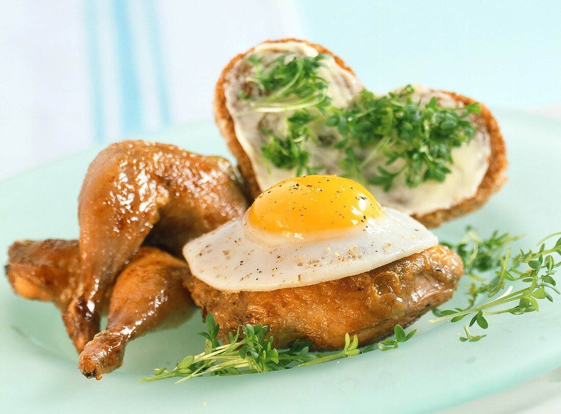 Quail "Mighty Max" with cress and bread