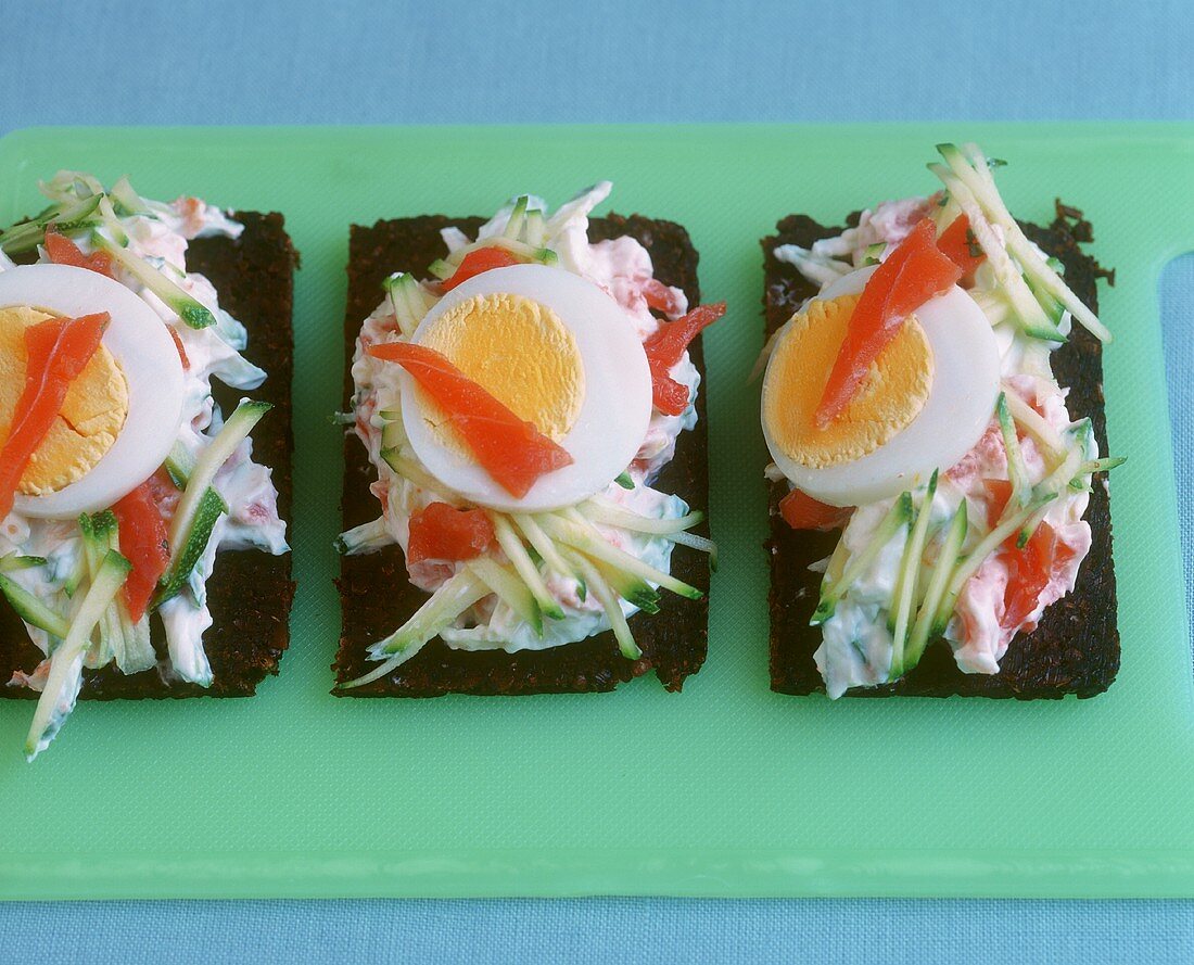 Pumpernickel with salmon mousse and egg