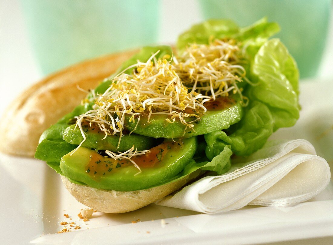 Avocado and sprout sandwich