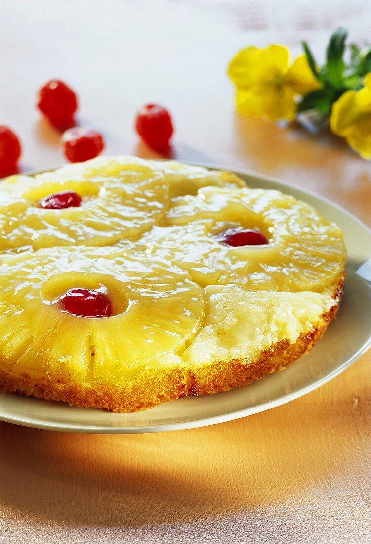 Pineapple cake with cherries