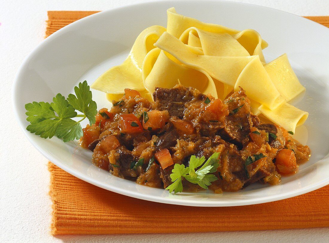 Pappardelle alla lepre (Ribbon pasta with hare ragout, Italy)