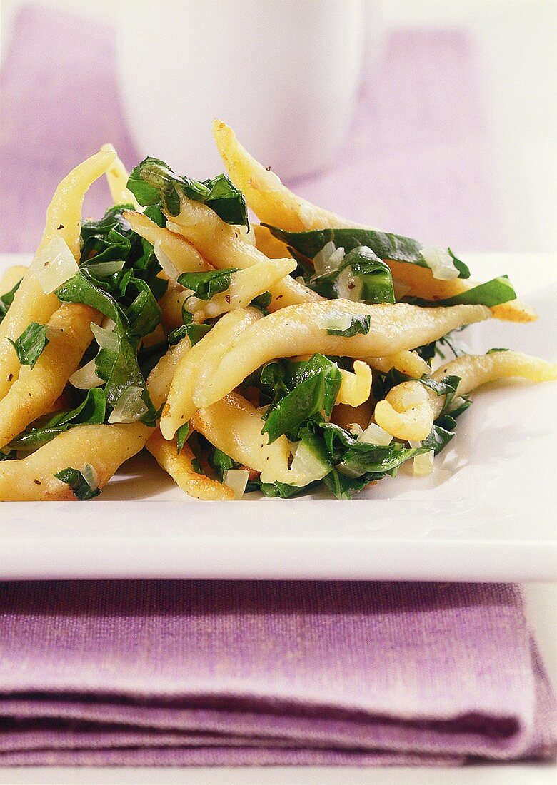 Potato noodles with chard