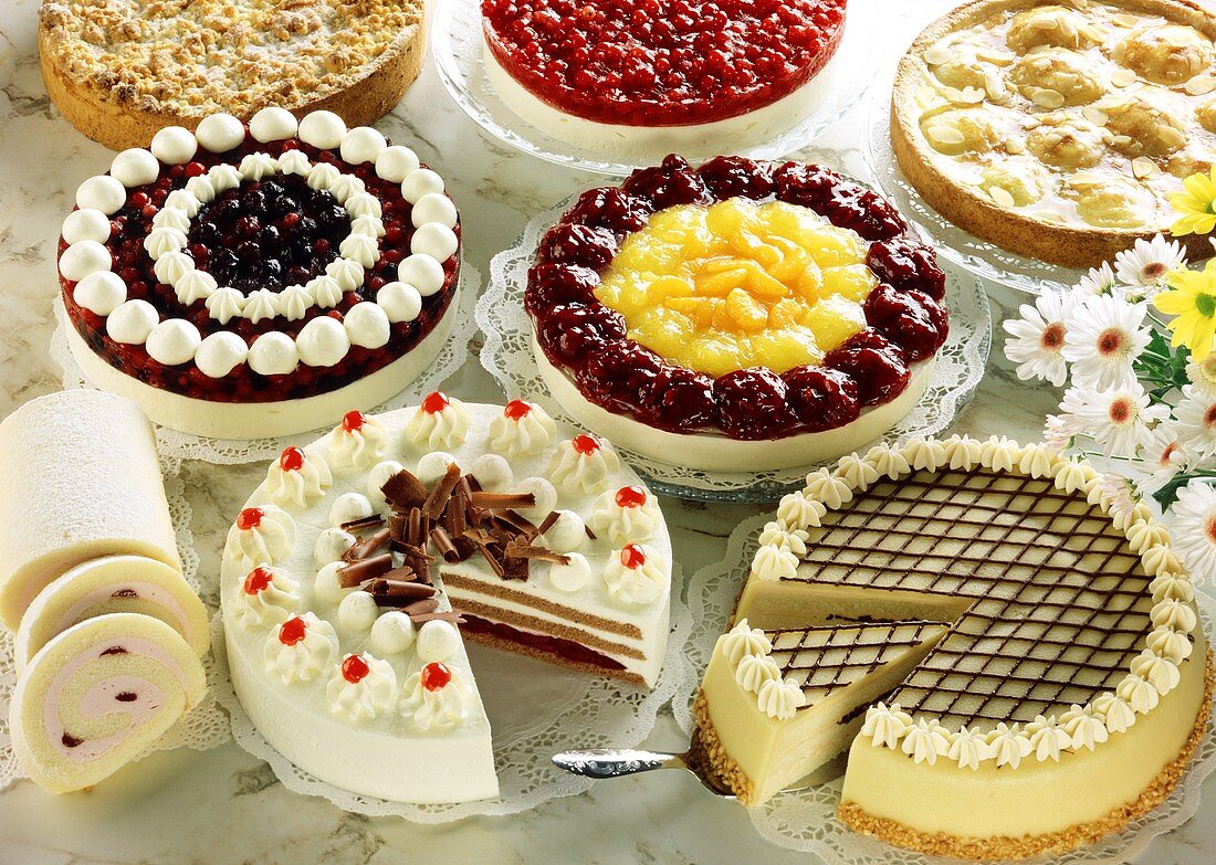 Assorted cakes and gateaux