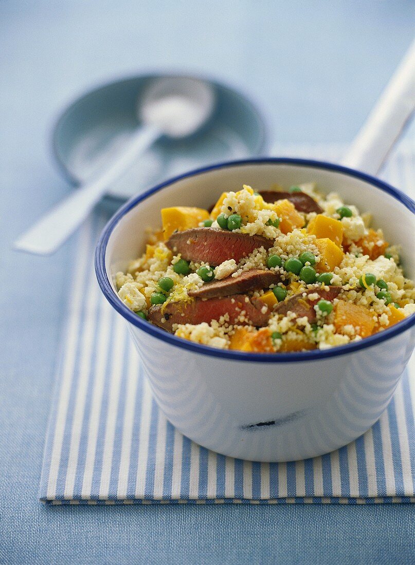 Couscous and pumpkin salad with lamb