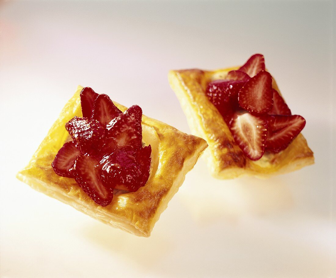 Strawberry Danish (puff pastry squares with strawberries)