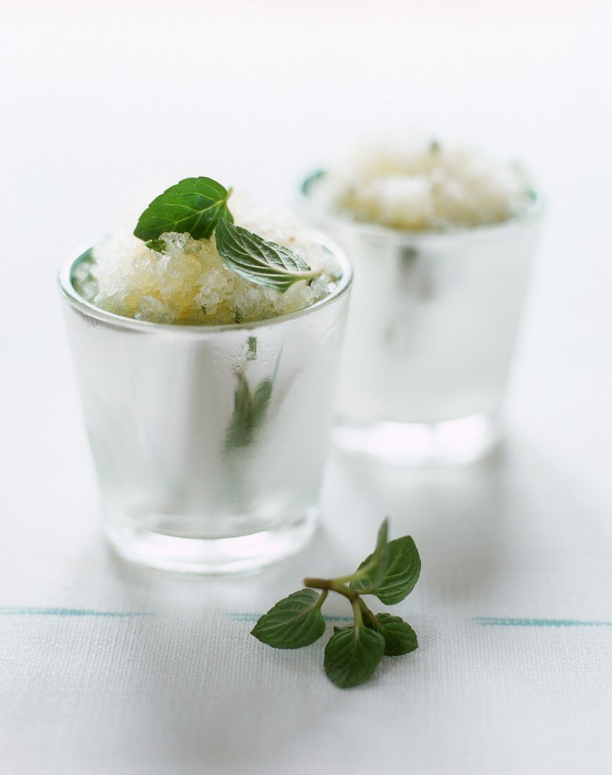 Lime sorbet with mint