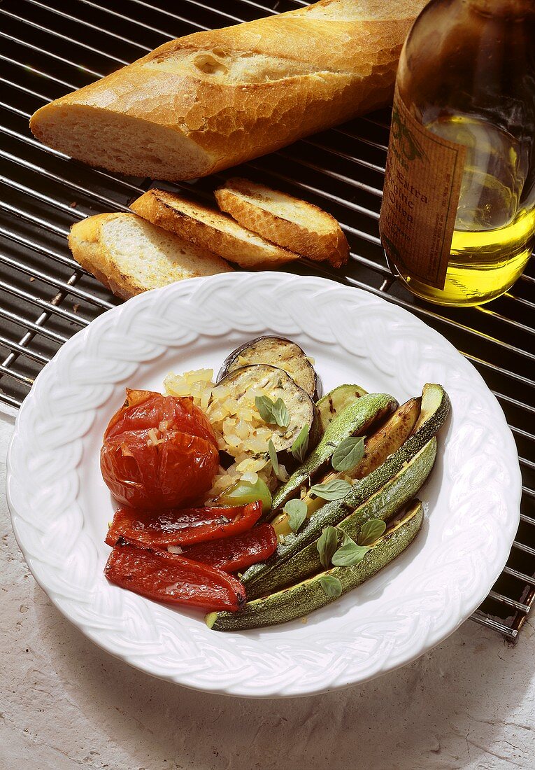 Plate with fried Vegetables