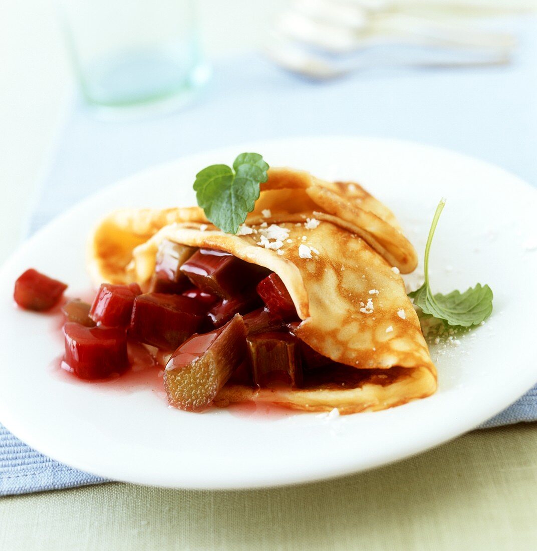 Crepe with rhubarb filling