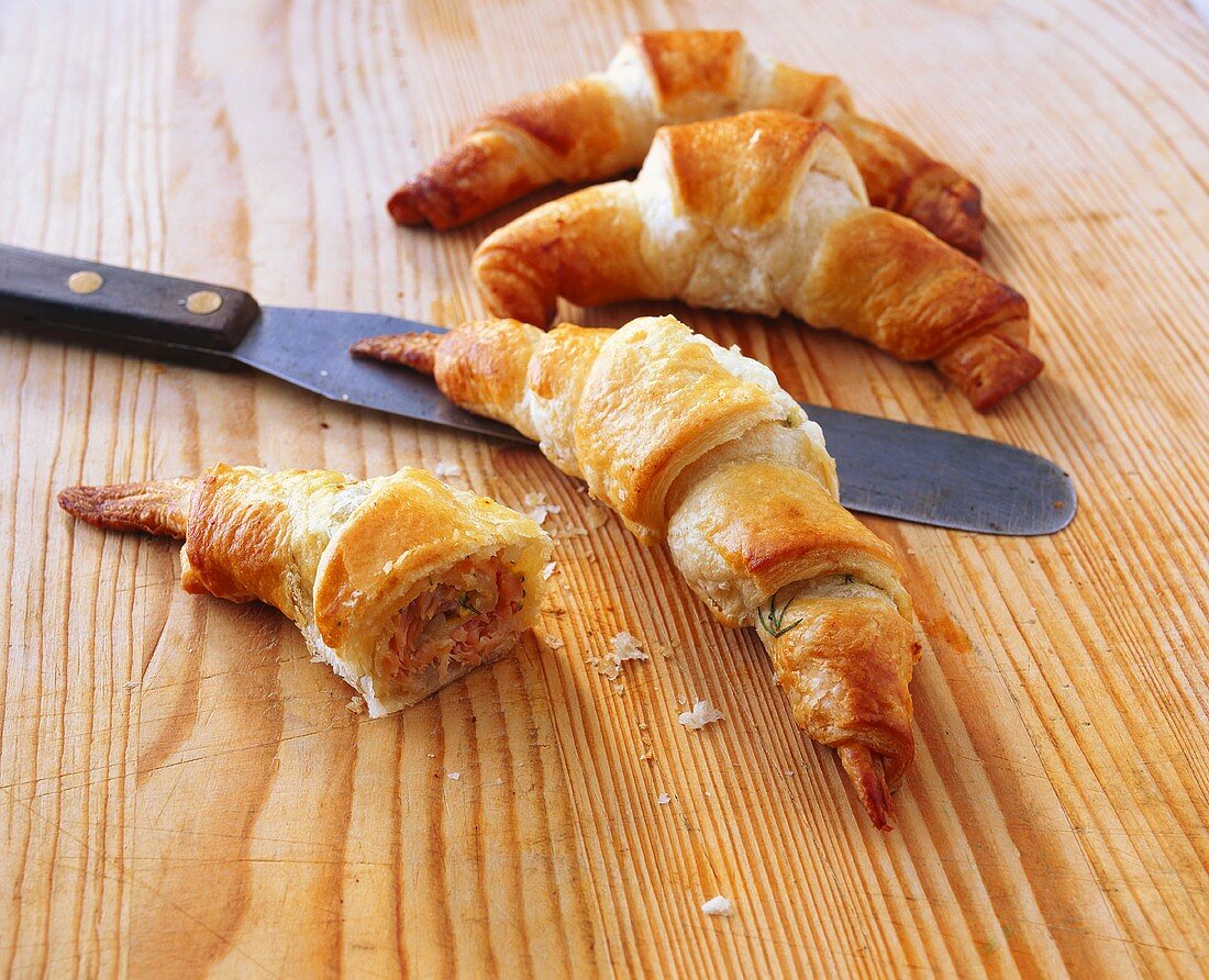 Savoury croissants with salmon filling